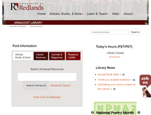 Tablet Screenshot of library.redlands.edu